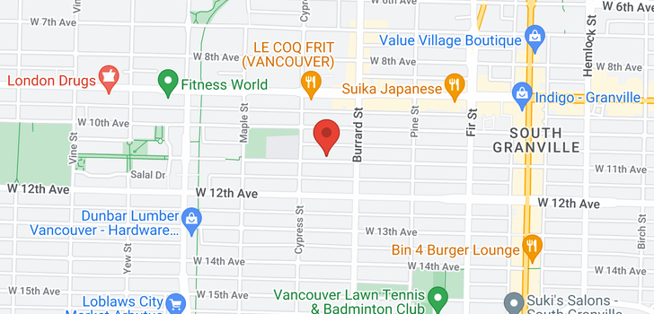map of 1845 W 11TH AVENUE